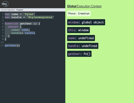 GIF showing how a new execution context is created when a function is invoked